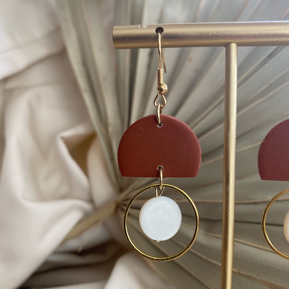 Cognac/Rust Polymer Clay Earrings